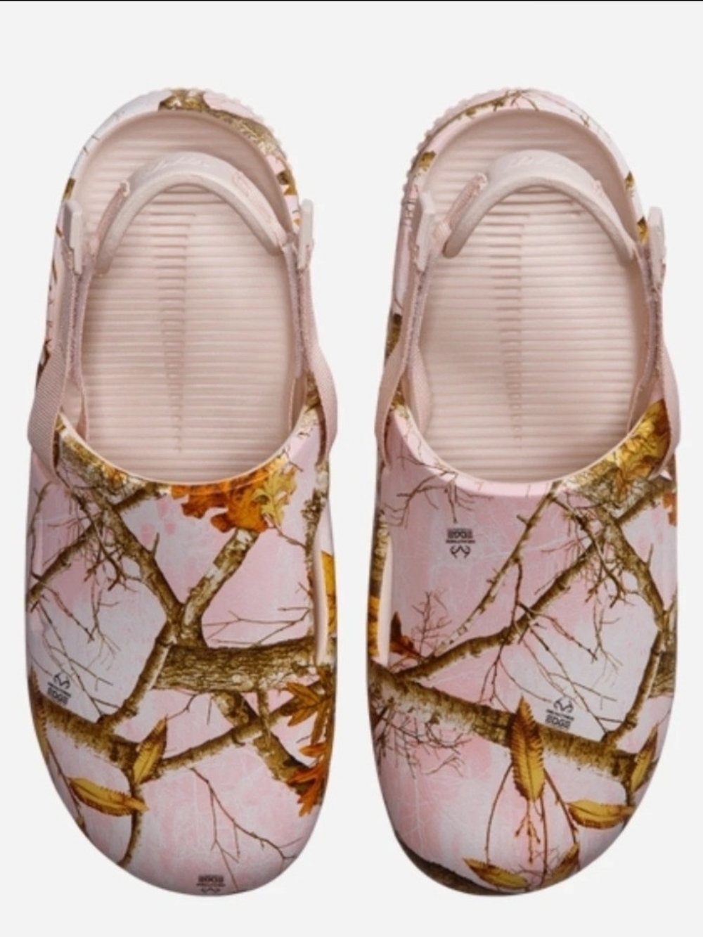 Nike Women's Pink and Brown Clog-Style Slip-Ons